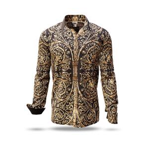 PORTE NOTRE DAME - Dark brown shirt with golden ornaments...