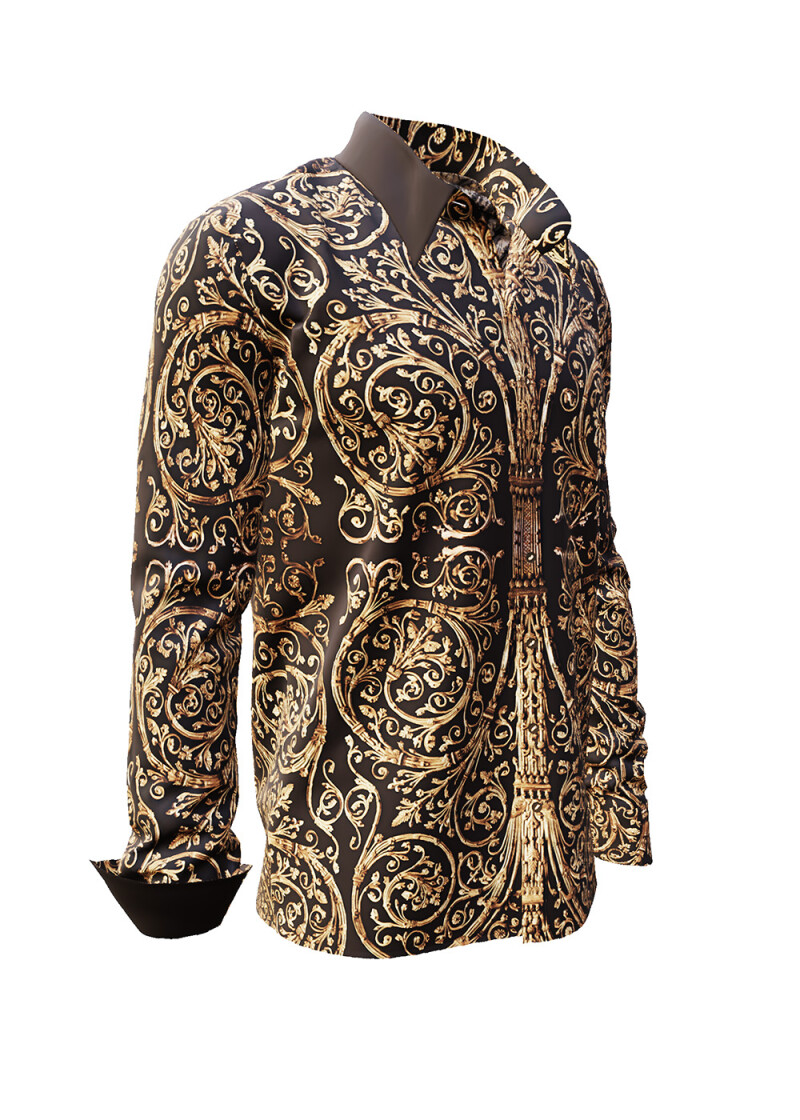 PORTE NOTRE DAME PARIS - Braunes Hemd mit Ornamenten - GERMENS