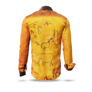 CAVEMAN - Ochre orange shirt with cave painting - GERMENS