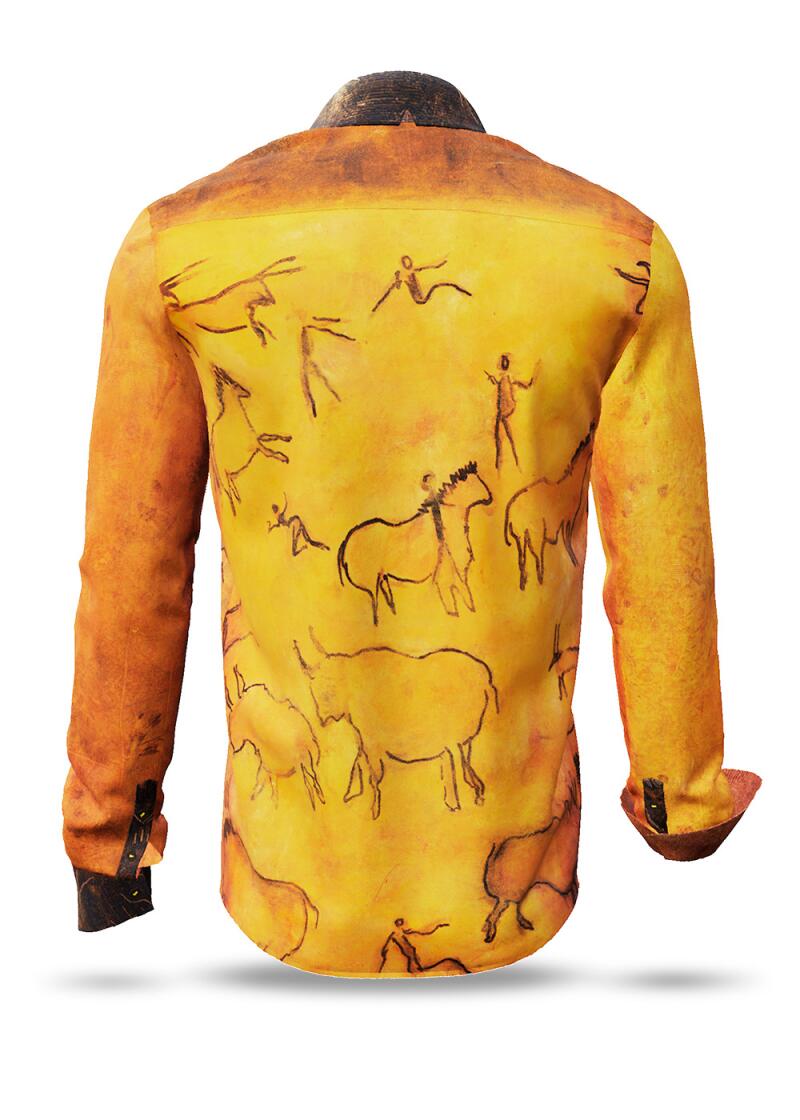CAVEMAN - Ocker-orangefarbenes Hemd mit Hhlenmalerei - GERMENS