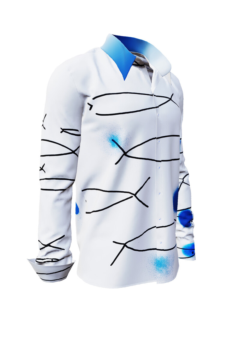 ALLES THEATER - White artist shirt with fish - GERMENS