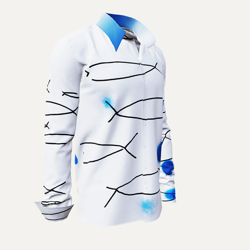 ALLES THEATER - Weißes Künstlerhemd mit Fische - GERMENS