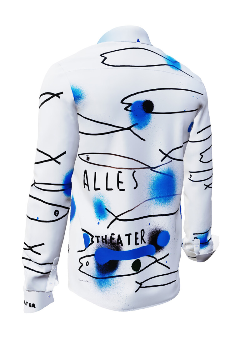 ALLES THEATER - Weies Knstlerhemd mit Fischen - GERMENS