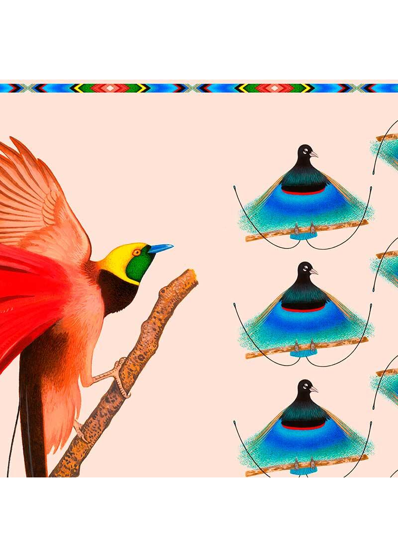 MIAMI BIRDS - Lachsfarbener Seidenschal - GERMENS