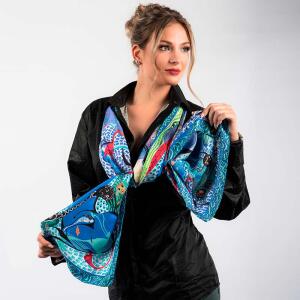 TOPINAMPUR COLD - Blauer Seidenschal - GERMENS