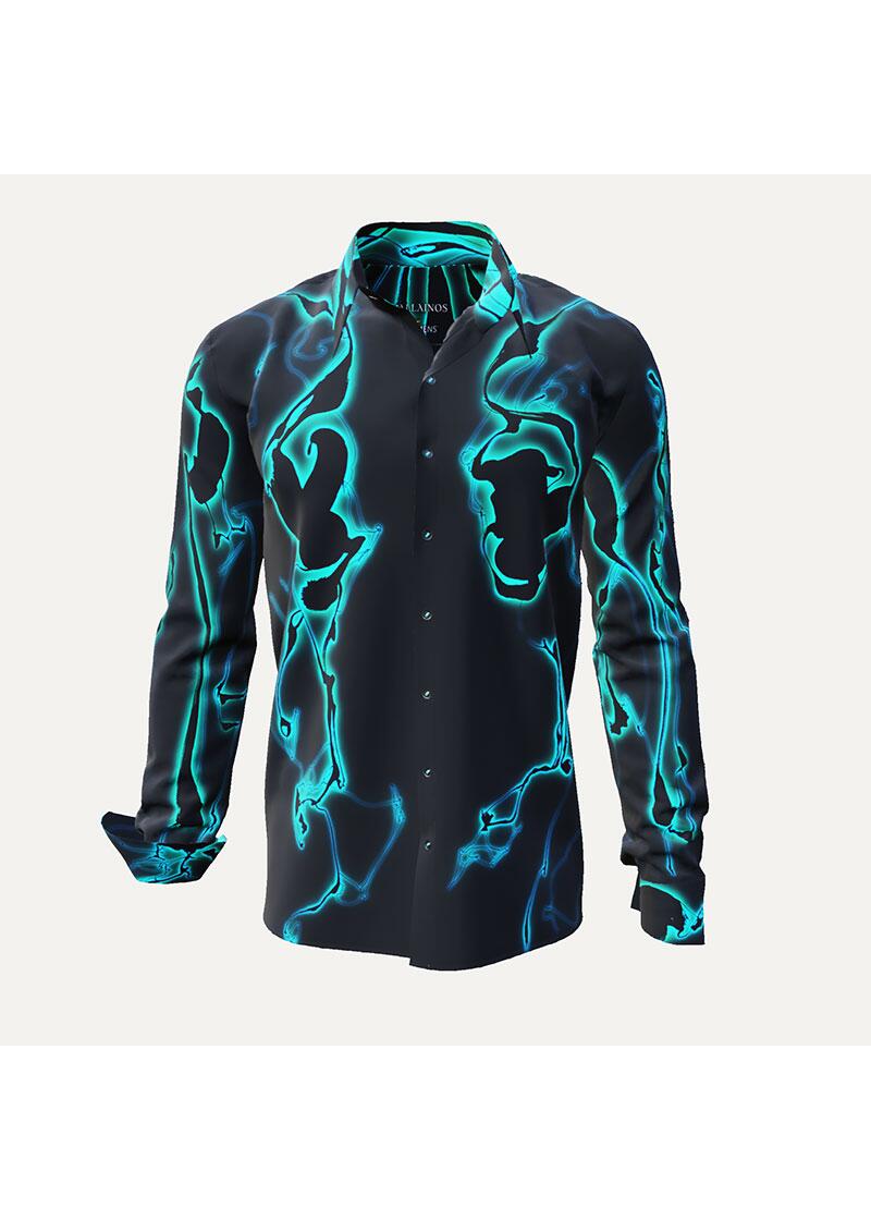 KALLAINOS - Black and turquoise shirt - GERMENS