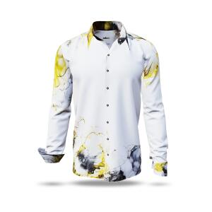 NEBULA - White shirt with yellow-gray clouds - GERMENS