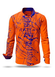 Entdecke bunte Hemden Herren DENADA ORANGE - 100 % Baumwolle