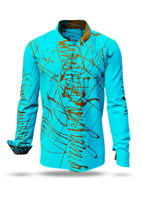 Entdecke bunte Hemden Herren DENADA BLUE - 100 % BW