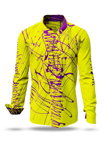 Entdecke bunte Hemden Herren DENADA YELLOW - 100 % Baumwolle