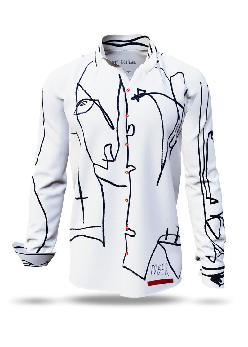  KOPF ODER ZAHL - White shirt with black drawing - GERMENS