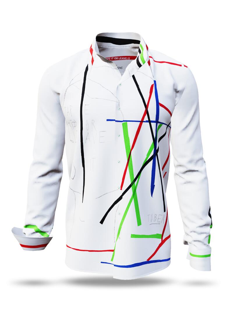 TAPE IT OR LEVE IT - White shirt with colored stripes - GERMENS