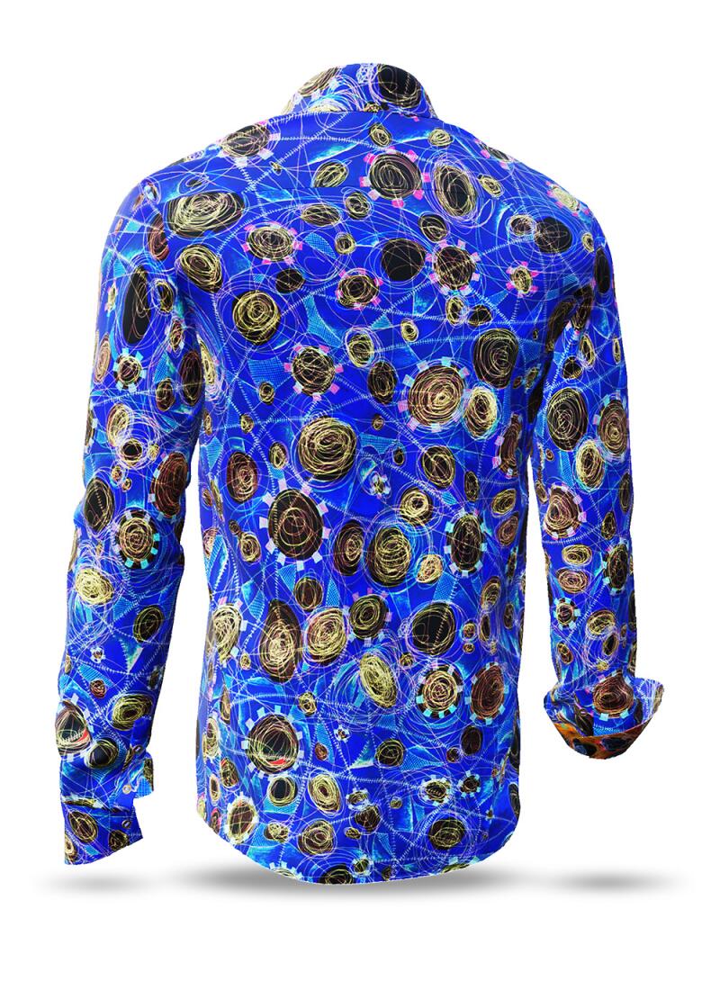 CIRCULI LAGUNE - Blue shirt with colored patterns - GERMENS