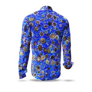 CIRCULI LAGUNE - Blue shirt with colored patterns - GERMENS