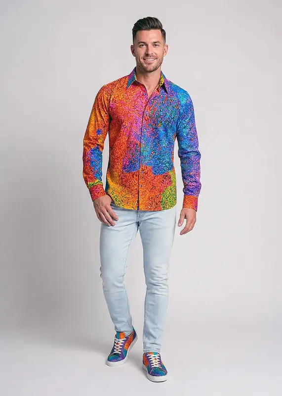 Entdecke bunte Hemden Herren FRAXI HEBBILEX - 100 % Baumwolle