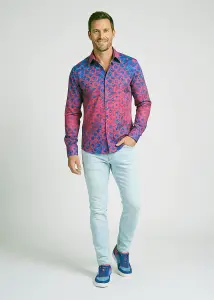 Entdecke bunte Hemden Herren HEXAGON AMETHYST - 100 %...