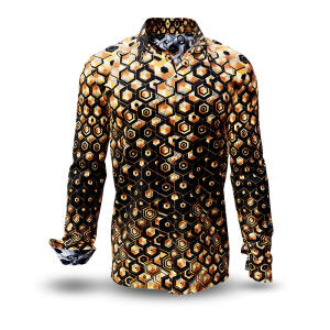 HEXAGON KUPFER -  Copper-gold shirt with black honeycomb...