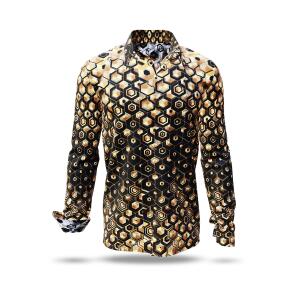 HEXAGON KUPFER -  Copper-gold shirt with black honeycomb...