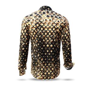 HEXAGON KUPFER -  Copper-gold shirt with black honeycomb...