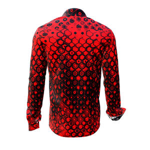 HEXAGON ZINNOBER - red shirt with black honeycomb...