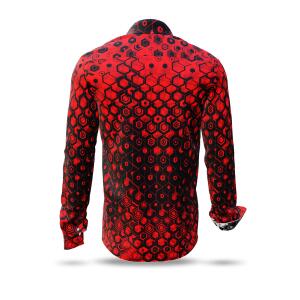 HEXAGON ZINNOBER - red shirt with black honeycomb...