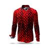 HEXAGON ZINNOBER - red shirt with black honeycomb structures - GERMENS