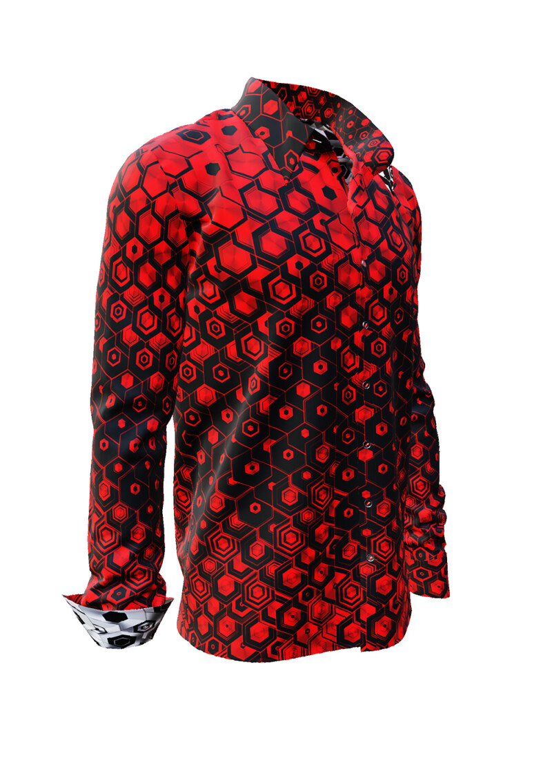 HEXAGON ZINNOBER - Rot schwarzes Hemd - GERMENS