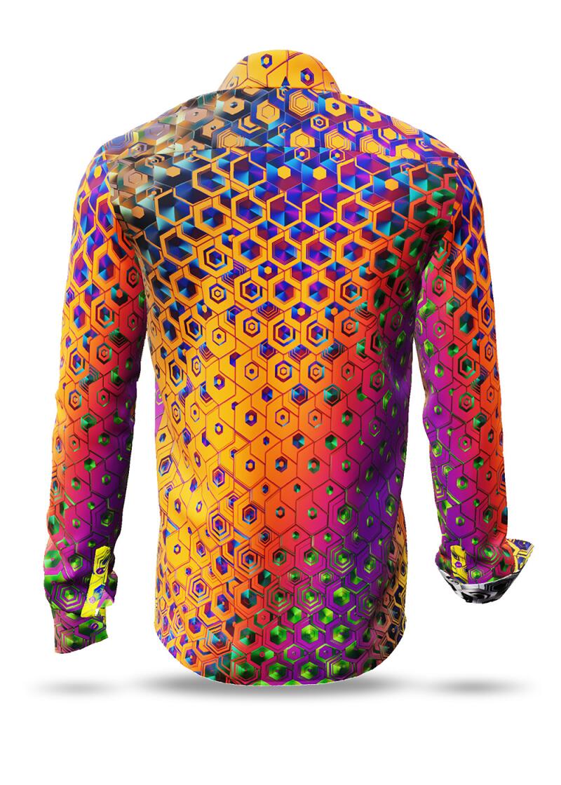 HEXAGON WISMUT - orange shirt with blue honeycomb...