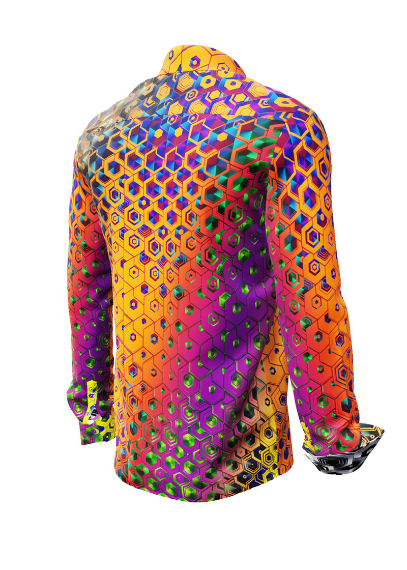 HEXAGON WISMUT - Oranges Hemd mit blauen Wabenstrukturen - GERMENS
