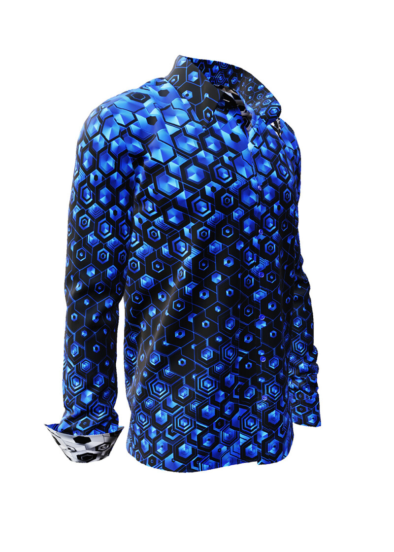 HEXAGON KOBALT - Blaues gemustertes Hemd - GERMENS
