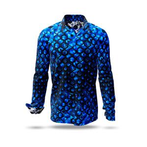 HEXAGON KOBALT - blue shirt with black honeycomb...