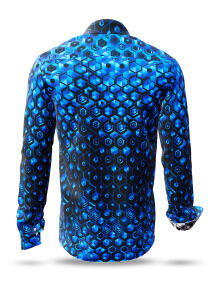 Entdecke bunte Hemden Herren HEXAGON KOBALT - 100 % BW