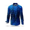 HEXAGON KOBALT - blue shirt with black honeycomb structures - GERMENS