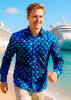 Discover colorful button up shirts for men HEXAGON COBALT - 100% cotton