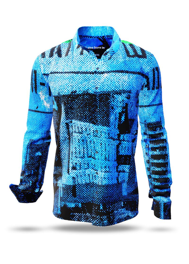 I WAS BORN IN - Blau schwarzes Hemd - GERMENS