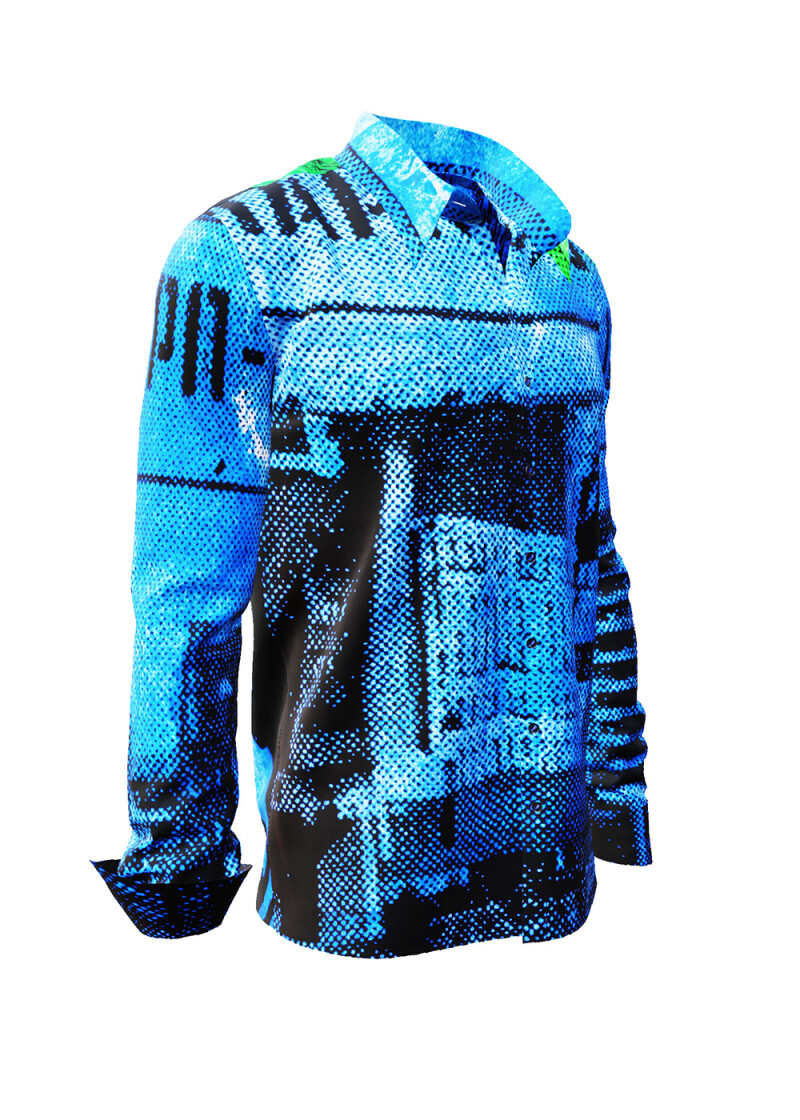 I WAS BORN IN - Blau schwarzes Hemd - GERMENS
