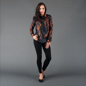 LAVA - Schwarz orangene Bluse - GERMENS