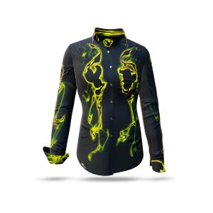 extravagante schwarz grüne Hemdbluse für Damen...