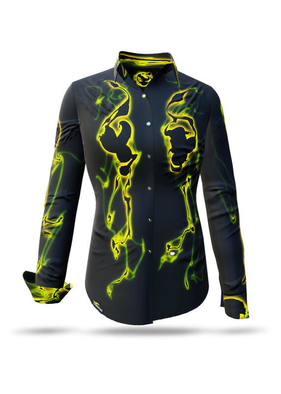 ausgefallene Damenbluse für Damen - TERRA GREEN - 100 % Baumwolle - GERMENS artfashion - Größen XS bis 3XL