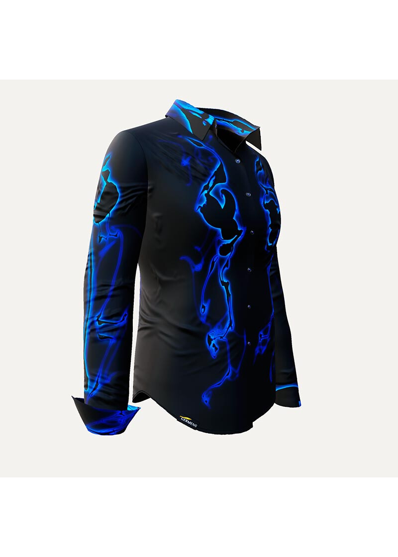 BLUEZONE -  Schwarz blaue Bluse - GERMENS