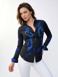 ausgefallene Damenbluse für Damen - BLUEZONE - 100 % Baumwolle - GERMENS artfashion - Größen XS bis 3XL