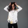 NEBULA WEISS GELB GRAUE BLUSE 109 Blusen Damen - 100 % Baumwolle - GERMENS artfashion