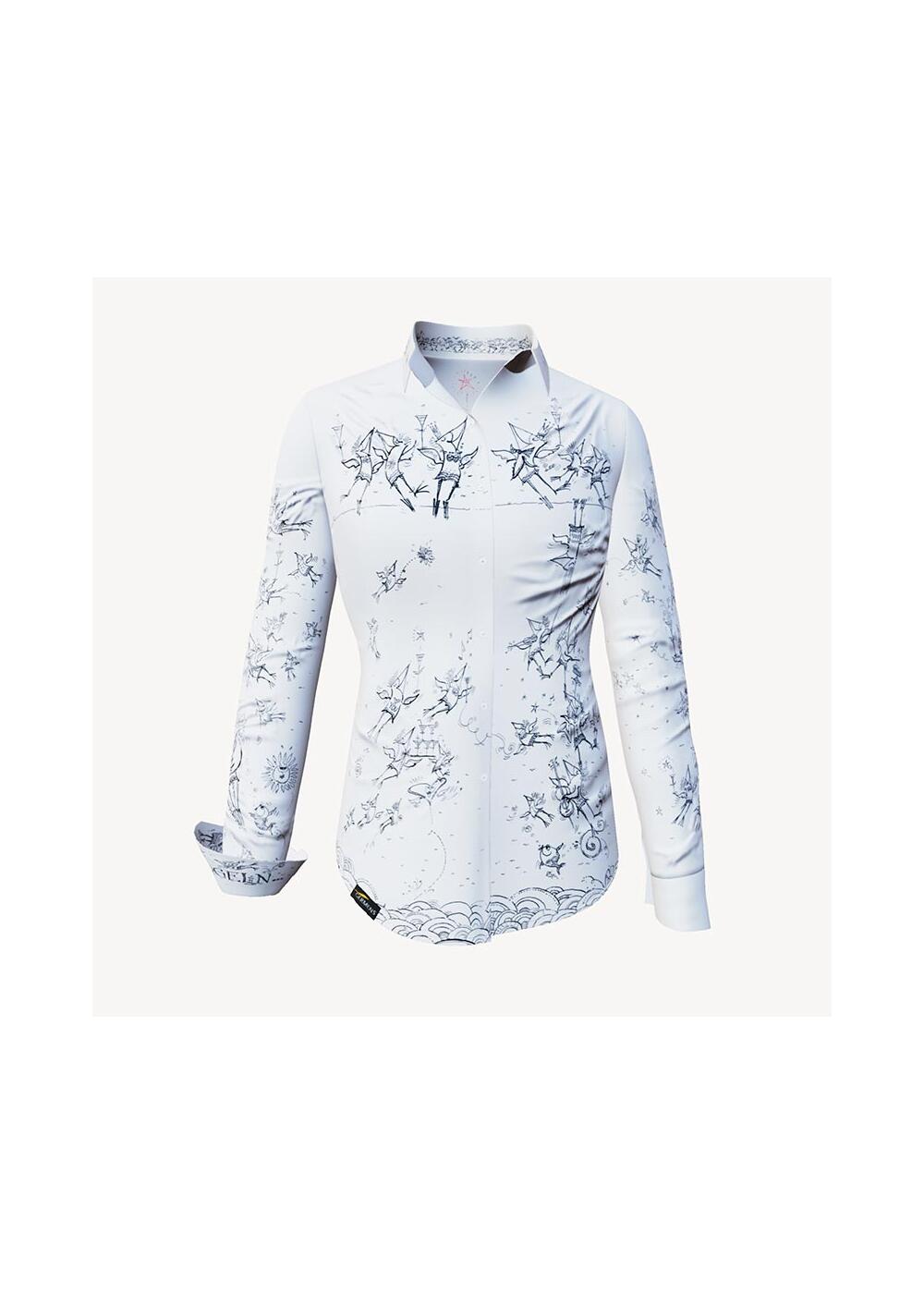 SCHRGE VGEL - Weie Bluse mit Vgeln - GERMENS