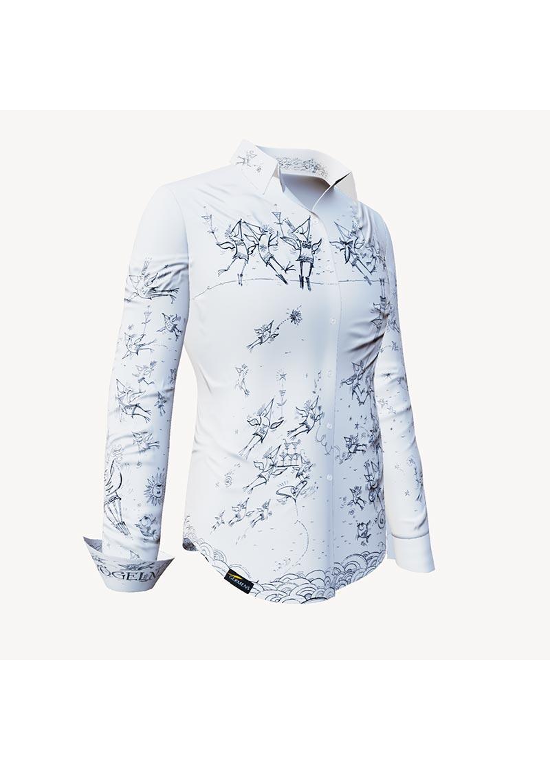 SCHRGE VGEL - Weie Bluse mit Vgeln - GERMENS