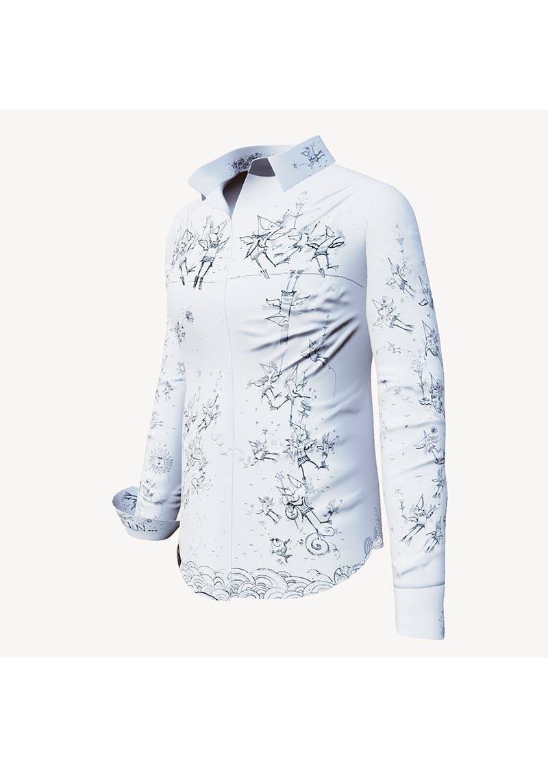 SCHRGE VGEL - Weie Bluse mit Vgeln - GERMENS