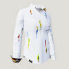 SWEETY WEISSE BLUSE MIT FARBIGER ZEICHNUNG 196 Blusen Damen - 100 % Baumwolle - GERMENS artfashion