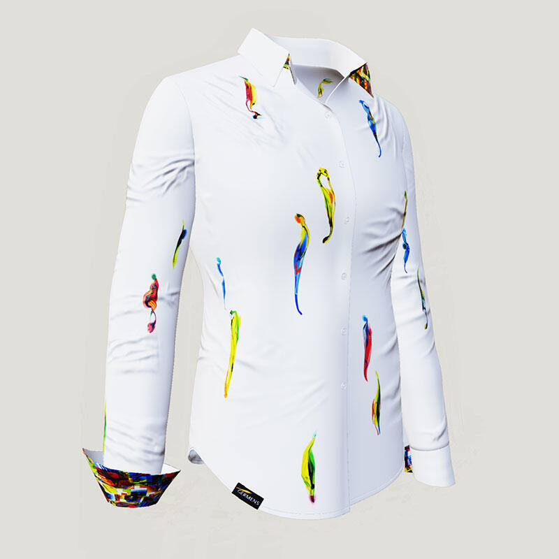 SWEETY - Weiße Bluse mit farbiger Zeichnung - GERMENS