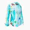 NARINA - Hellblaue Bluse mit farbiger Zeichnung - GERMENS M
