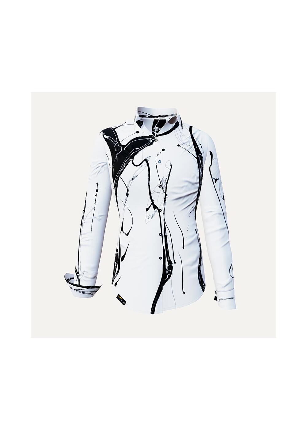 SWAN - Weie Bluse mit schwarzer Zeichnung - GERMENS