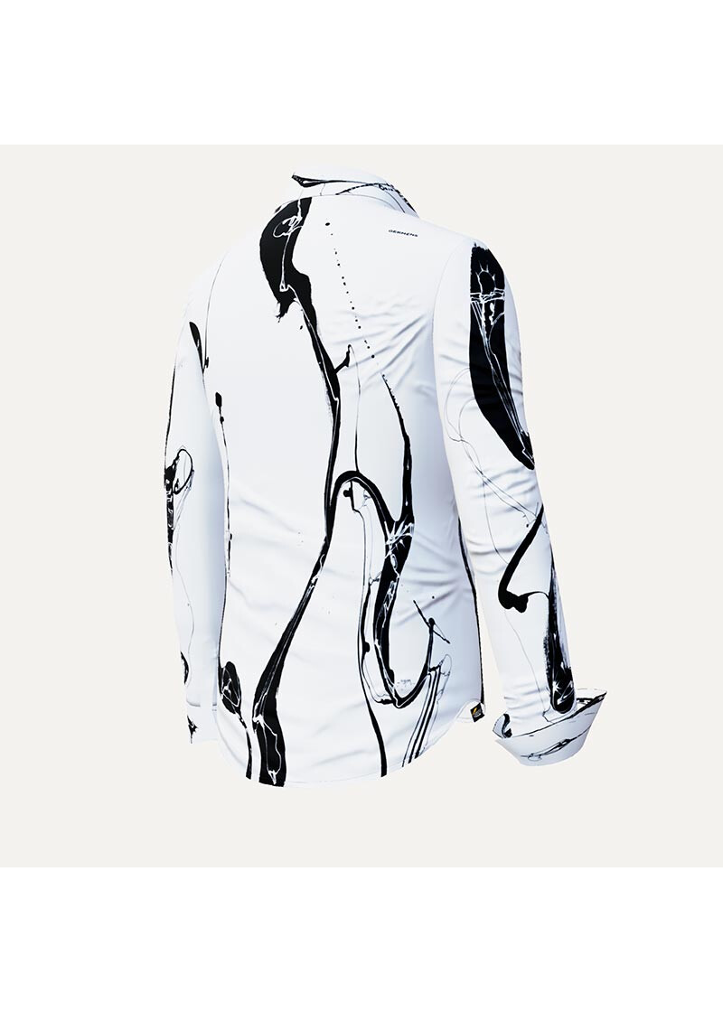 WHITE SWAN - Weie Bluse mit schwarzer Zeichnung - GERMENS